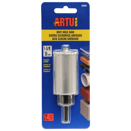Artu 1-3/8" Tungsten Carbide Grit Hole Saw with Arbor/Pilot 02820